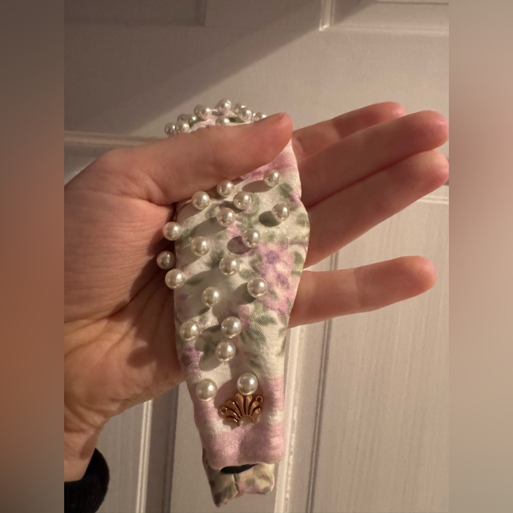 Lele Sadoughi Pink Floral Pearl Headband